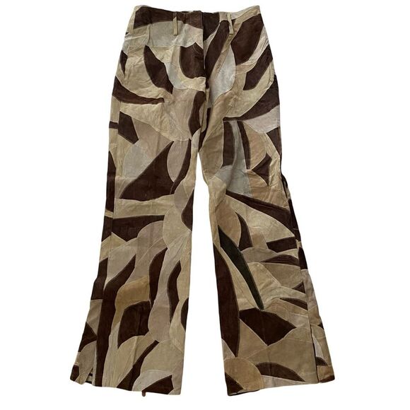 Vintage Y2K Deadstock Genuine Leather Patchwork Pants Size 12 - Picture 1 of 8